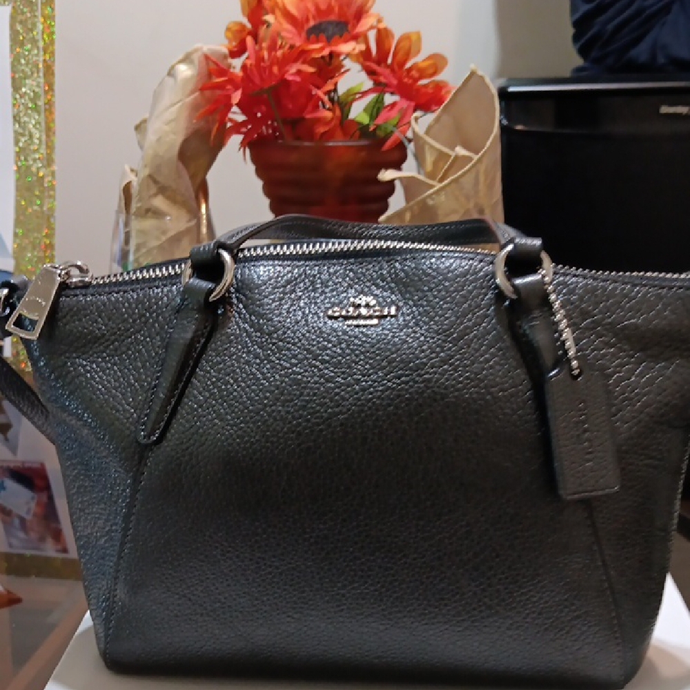 Coach Charcoal/Black Pebbled Leather Satchel